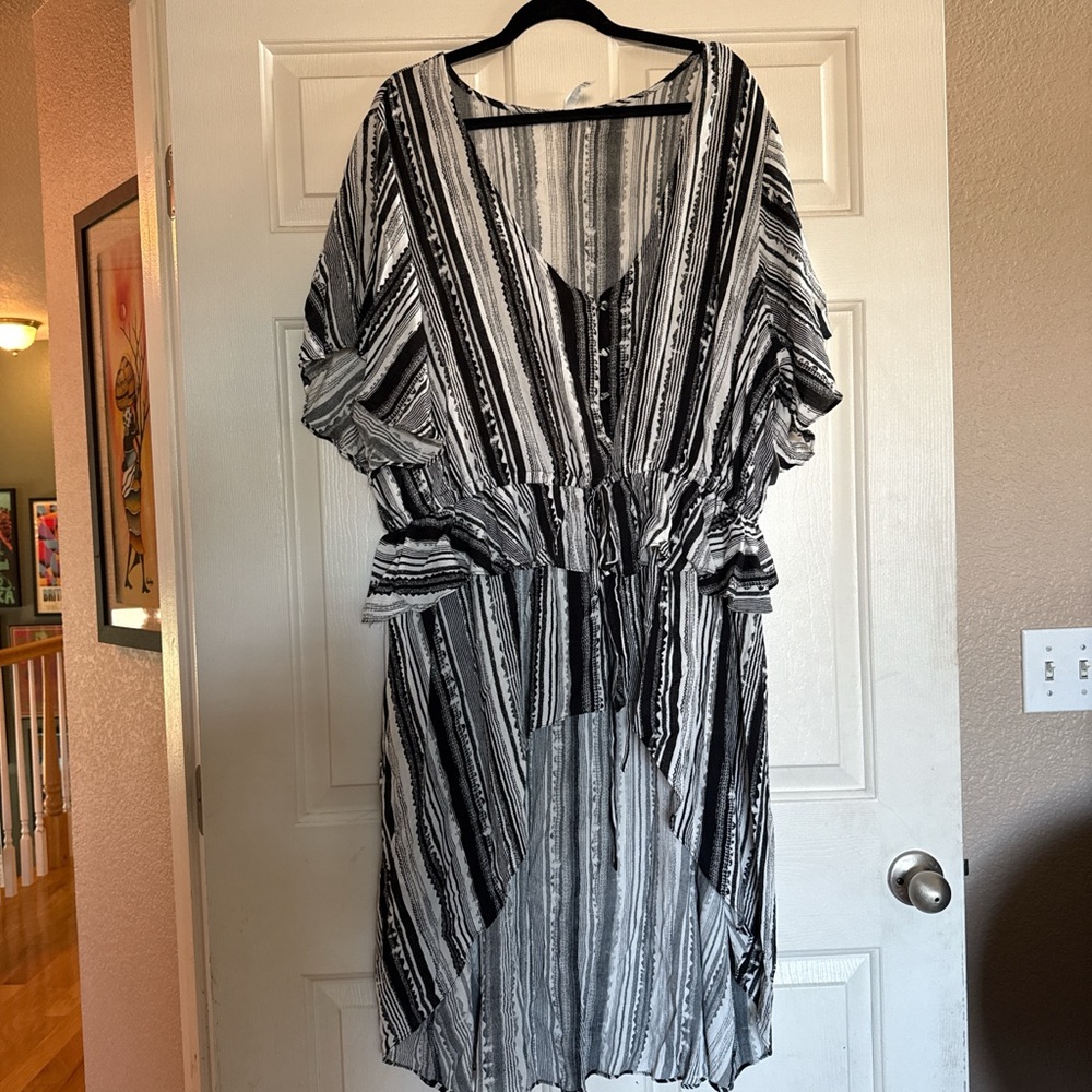 NY Collection Monochrome Striped Dress